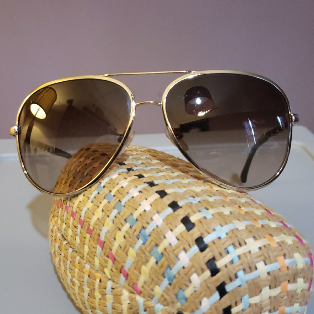Chanel Pilot Sunglasses with leather arms